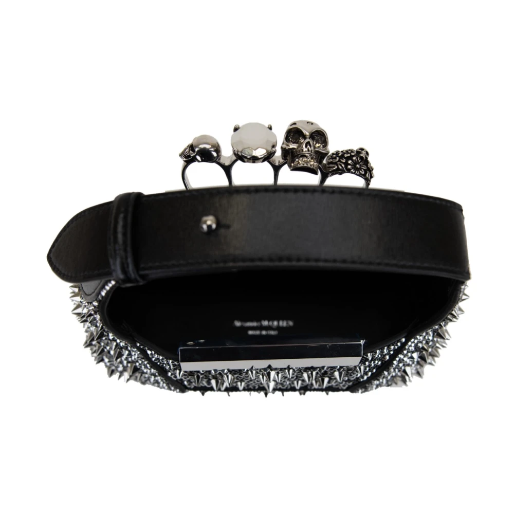 alexander mcqueen Studded Leren Schoudertas Magnetische Sluiting Black Dames