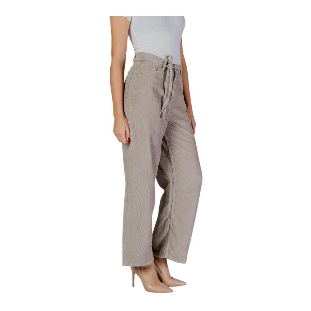 Only Beige Corduroy Lace-Up Broek Beige Dames