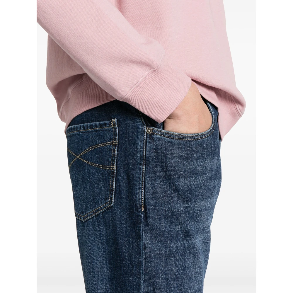 BRUNELLO CUCINELLI Blauwe Denim Broek voor Mannen Blue Heren