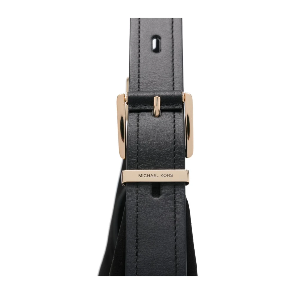 Michael Kors Stijlvolle Zwarte Nubuck Schoudertas Black Dames