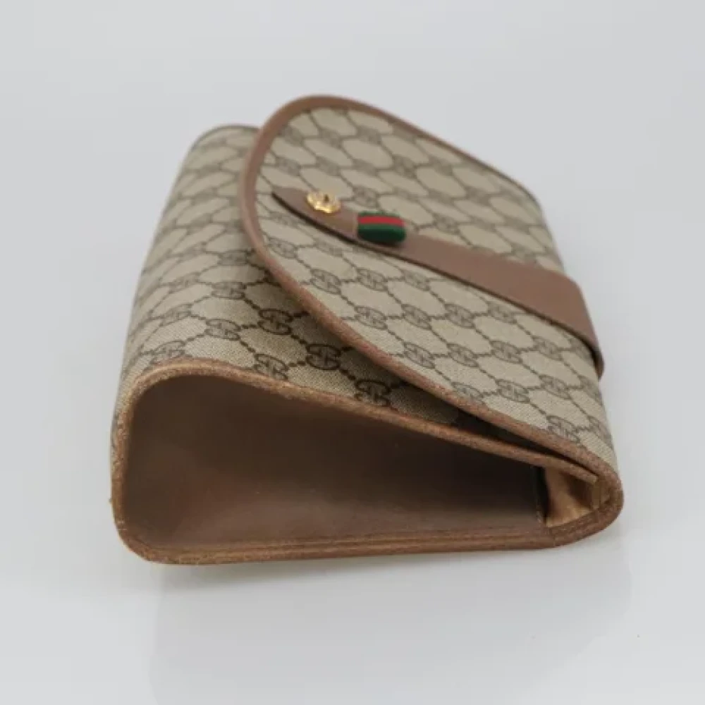 Gucci Vintage Pre-owned Leather clutches Beige Dames