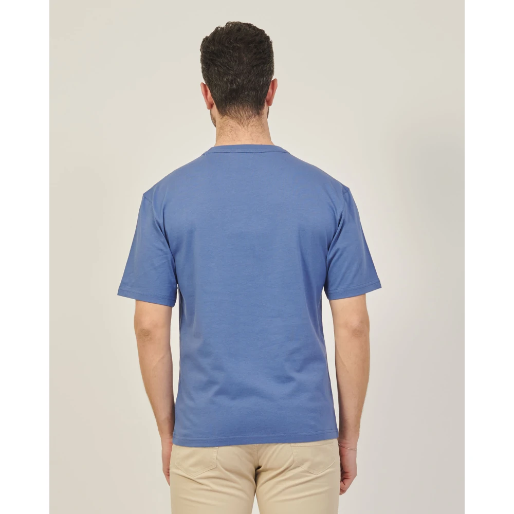 K-way Blauw T-shirt met Zak en Lettering Blue Heren