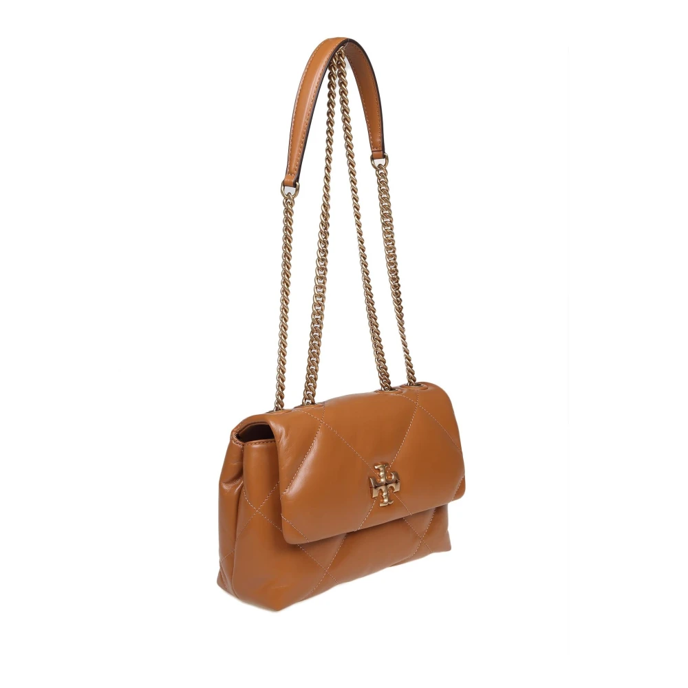 TORY BURCH Gewatteerde Leren Schoudertas Tan Brown Dames