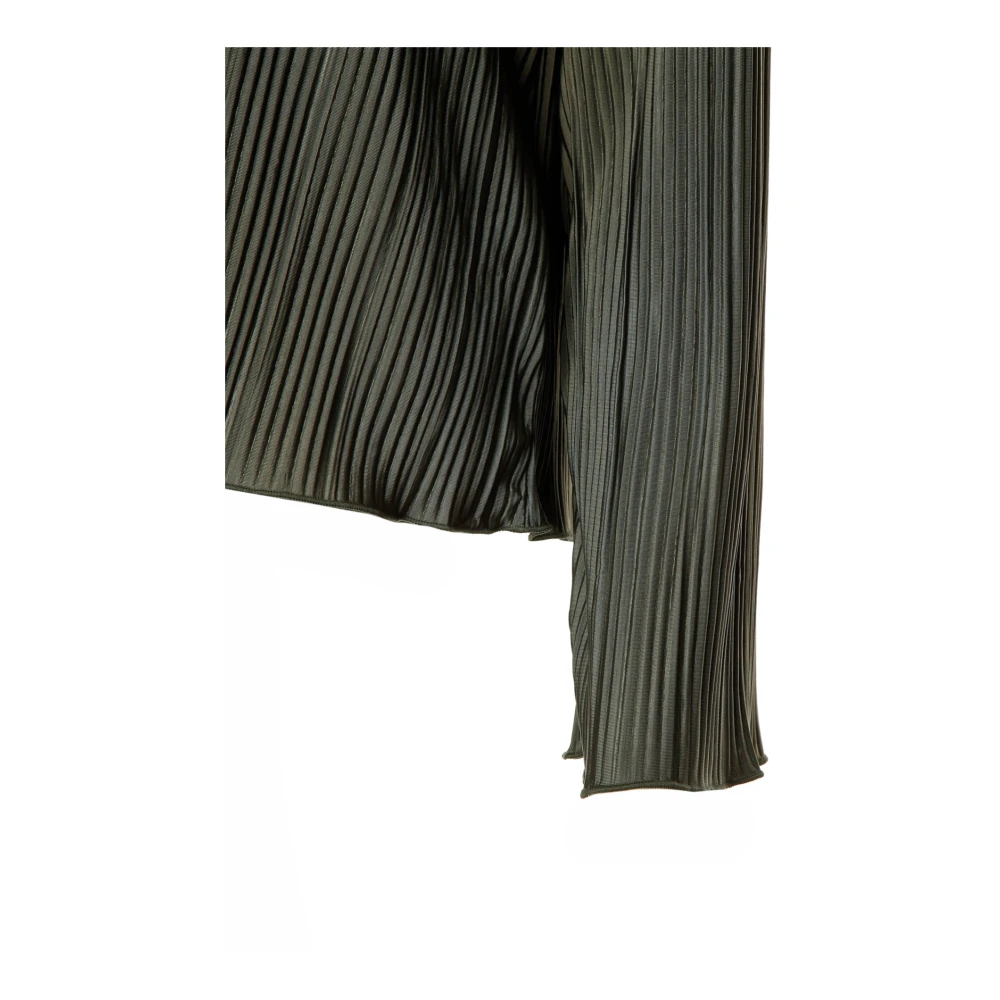 Samsøe Geplooide blouse met V-hals en vleermuismouwen Green Dames