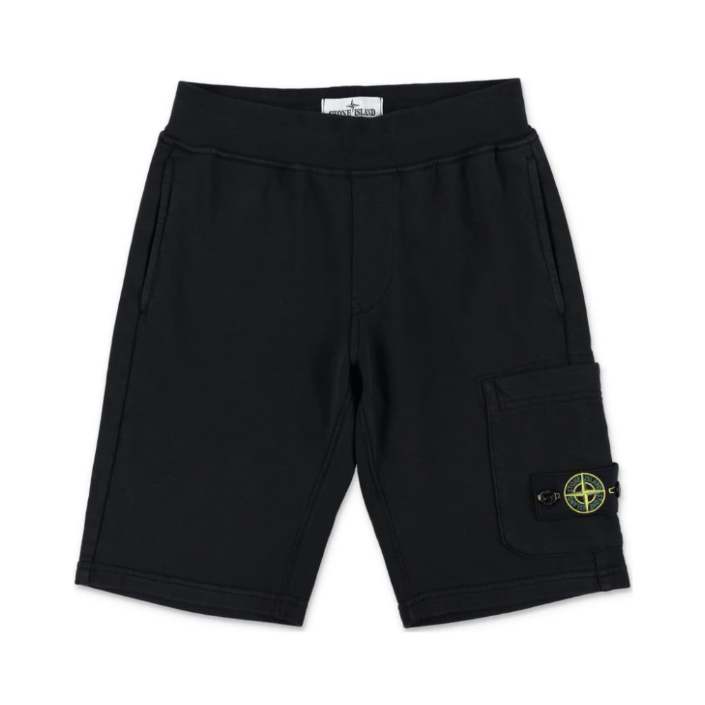 Stone Island Black Shorts, Male, 8 Y, Stylish Shorts