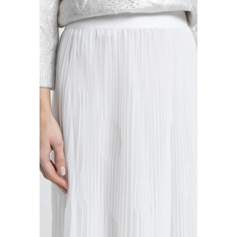 PESERICO Gelamineerde tule zonnestraal geplooide lange rok White Dames