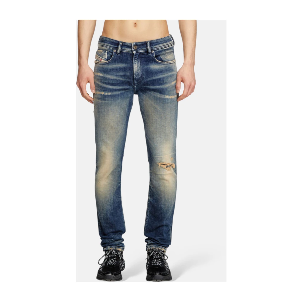Diesel Skinny-Fit Jeans Donkerblauw Distressed Blue Heren