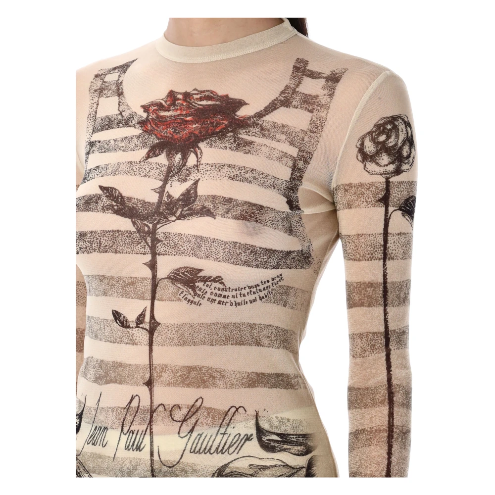 Jean Paul Gaultier Mesh Tattoo Mariner Topwear Beige Dames