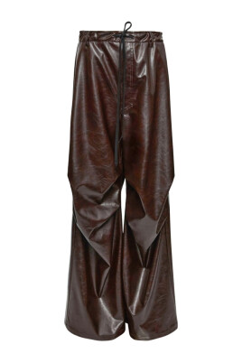 dark-brown-coated-finish-drawstring-pants