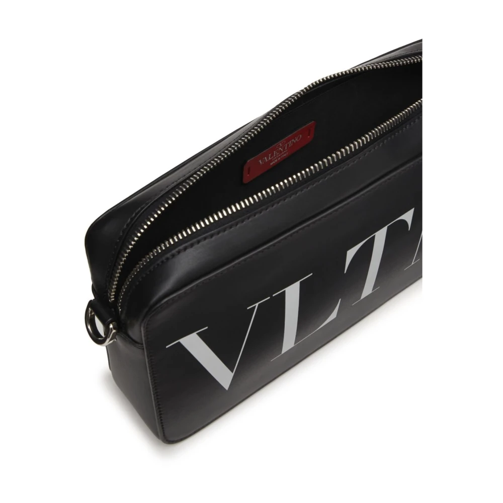 Valentino Garavani Logo Print Schoudertas Zilver Hardware Black Heren