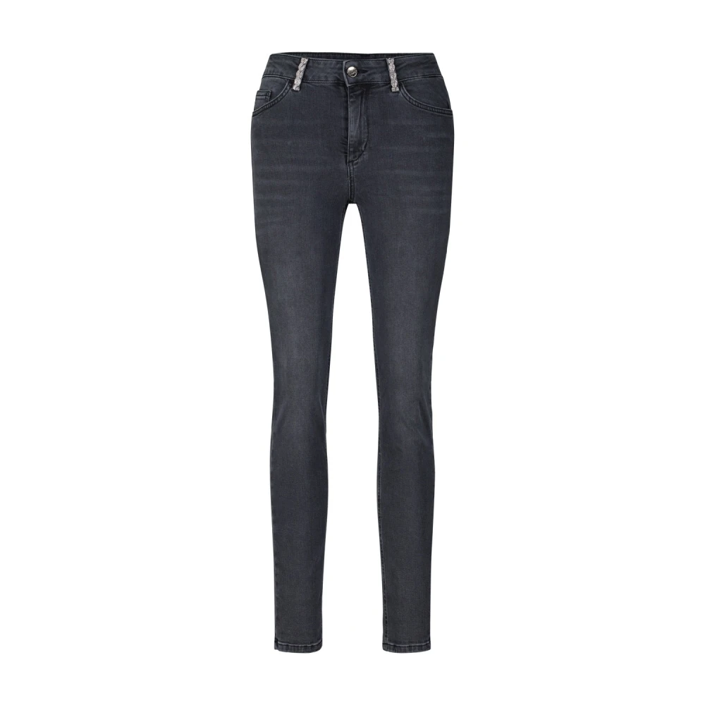 Liu Jo Vrouw Grijs Glitter Skinny Jeans Met Strass-Versieringen