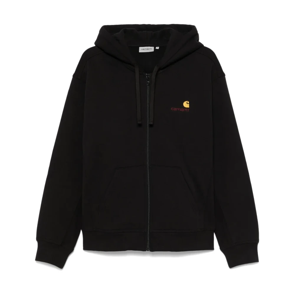 Carhartt Wip Men's Black Zip-Throughs, L, Hooded American Script Jacket