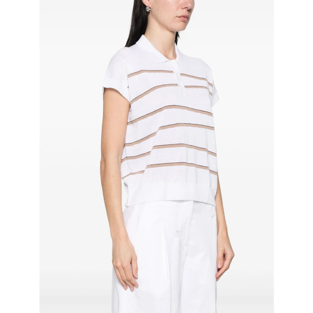 PESERICO Wit Beige T-Shirt Dameskleding White Dames