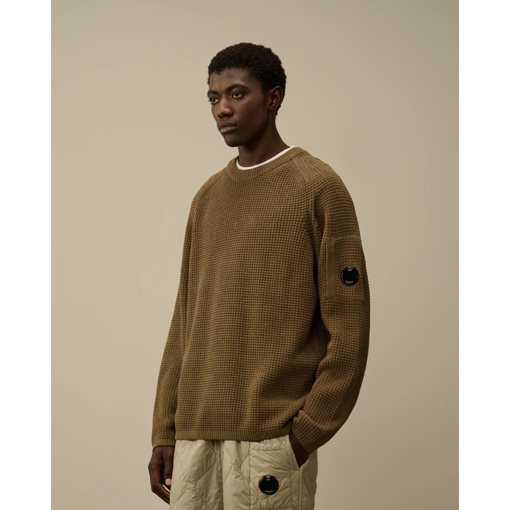 C.P. Company Groene Chenille Crewneck Wafeltrui Beige Heren