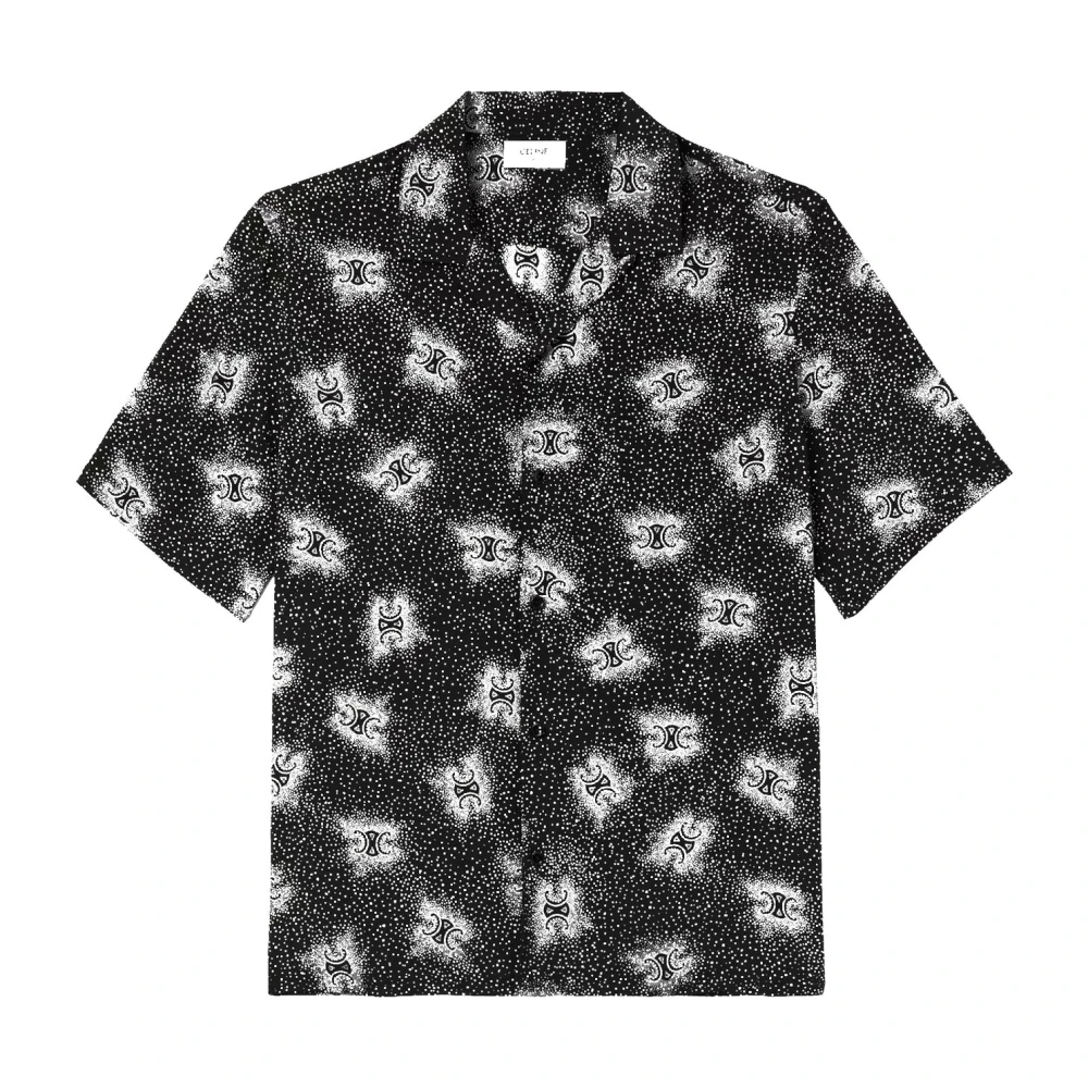 Celine Polka-Dot Zijden Overhemd voor Mannen Black Heren