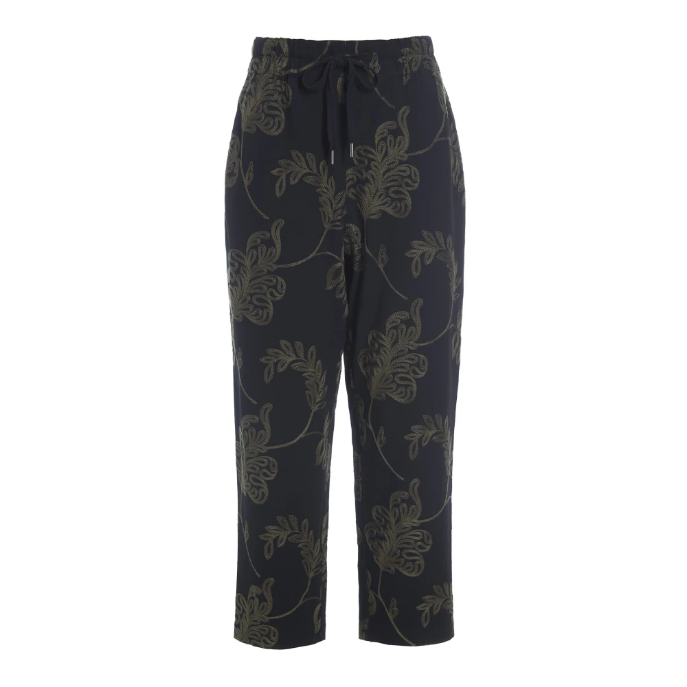 Bitte Kai Rand Geborduurde Leaf Broek Zwart Donker Bos Black Dames