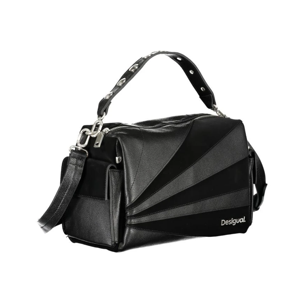 Desigual Zwarte Polyethyleen Handtas met Afneembare Schouderband Black Dames