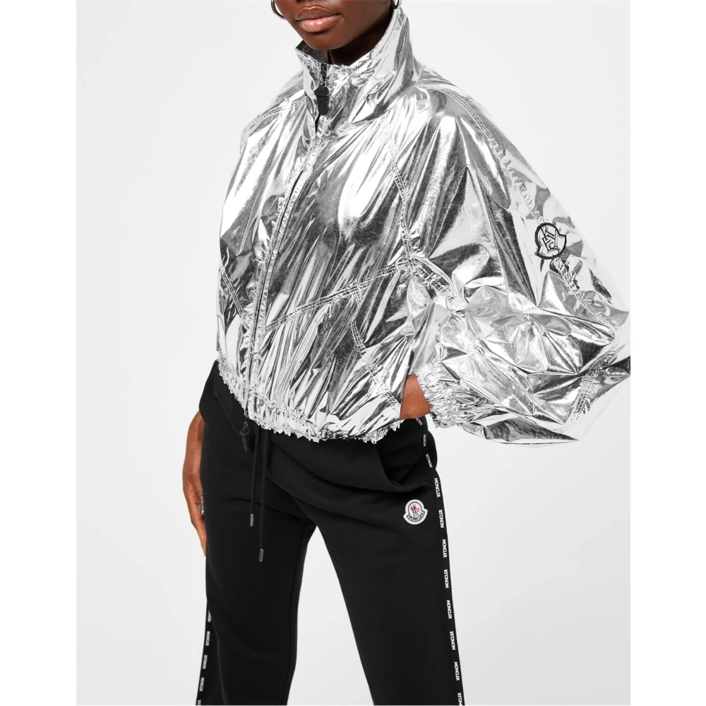 Moncler Alicia Keys Windbreaker Jas Zilver Logo Gray Dames