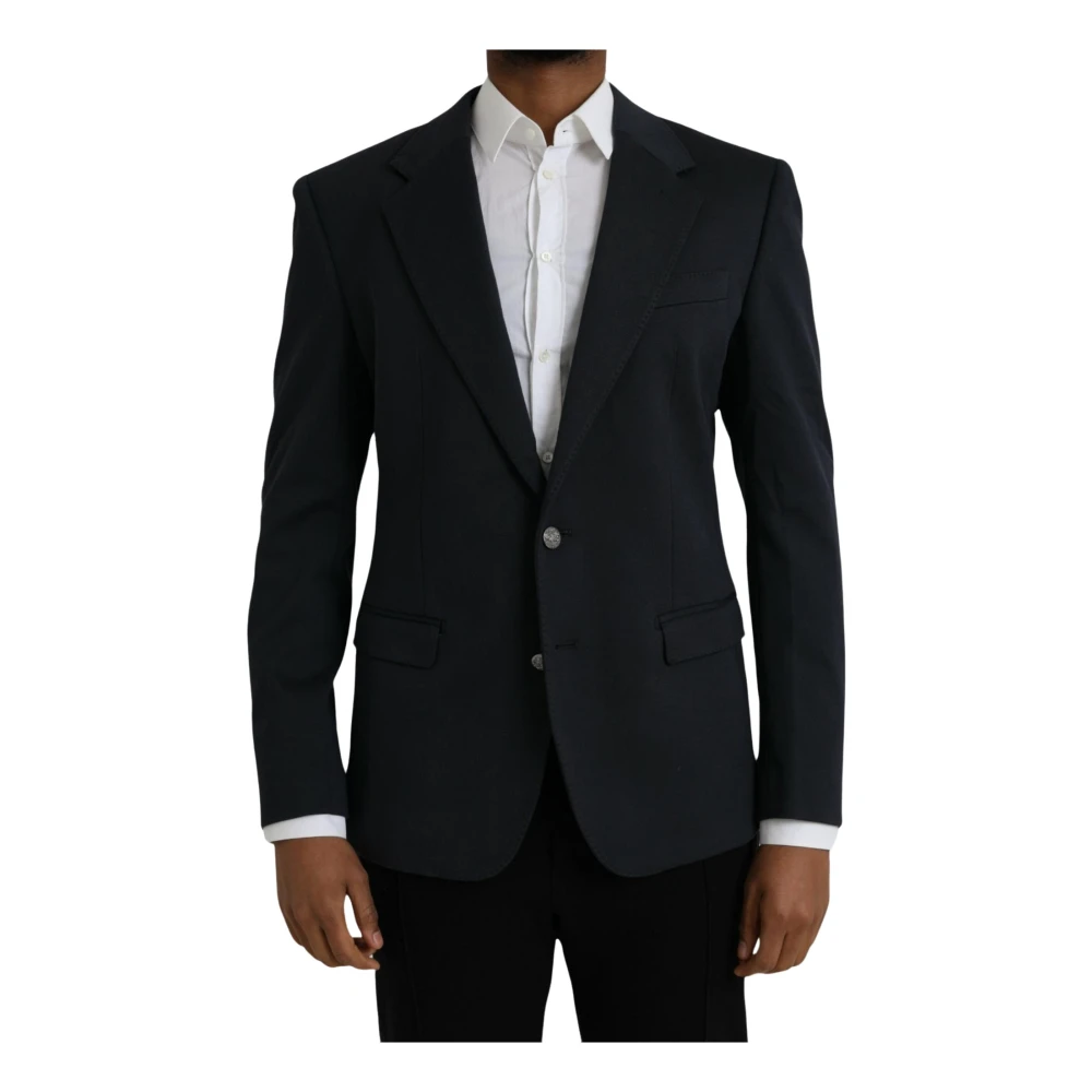 Dolce & Gabbana Donkerblauwe Single Breasted Katoenen Blazer Blue Heren