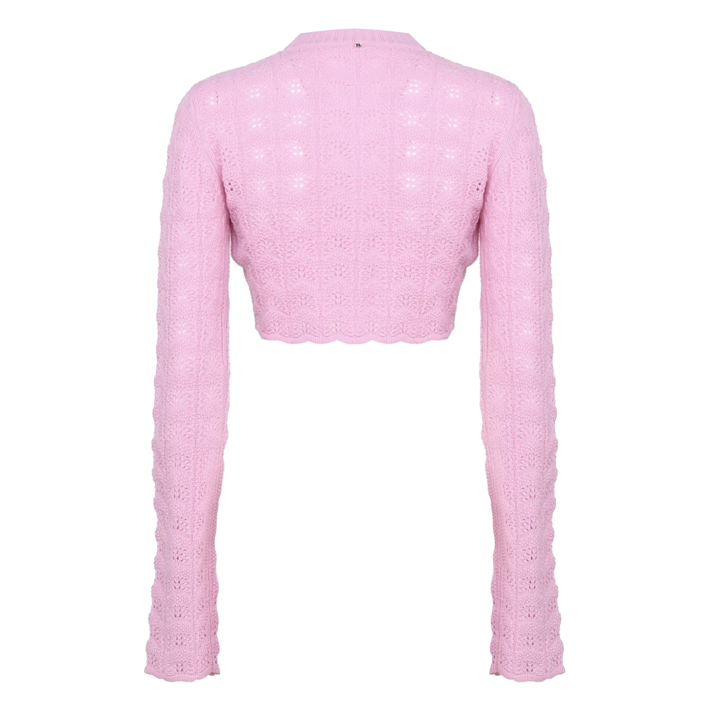Max Mara Roze Katoenen Trui Ronde Hals Crop-top Pink Dames