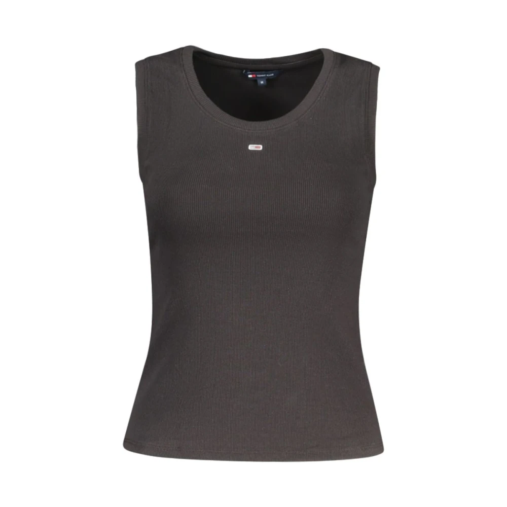 Tommy Hilfiger Women's Black Sleeveless Tops, Xl, Cotton Tank Top With Logo