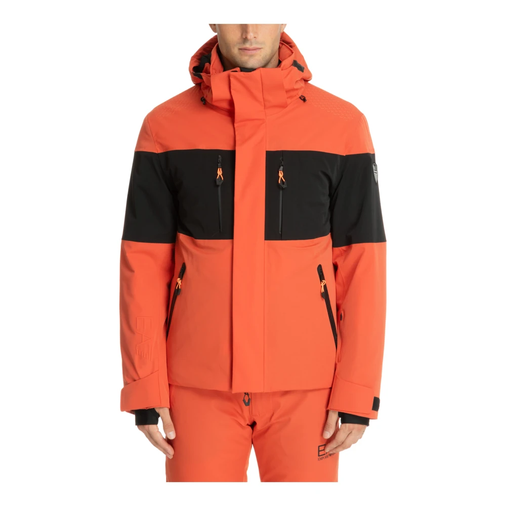 Emporio Armani EA7 Multikleur Ski Jas met Capuchon Orange Heren
