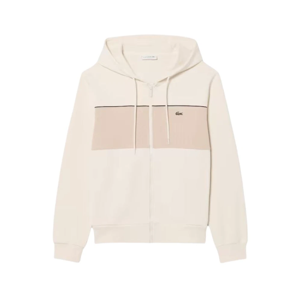 Lacoste Unisex Kids Beige Kids Sweatshirts, 4 Y, Colour-Block Full Zip Hoodie