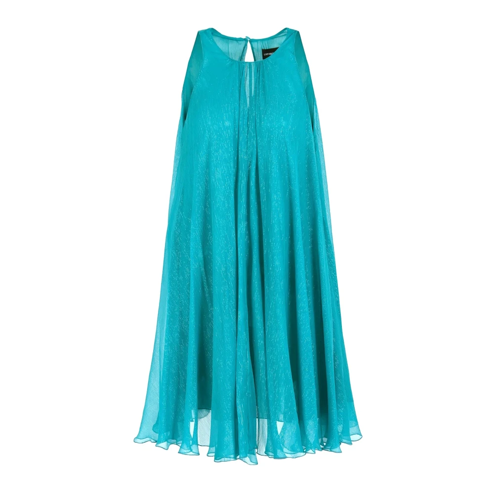 Emporio Armani Lurex Zijden Ronde Hals Jurk Green Dames