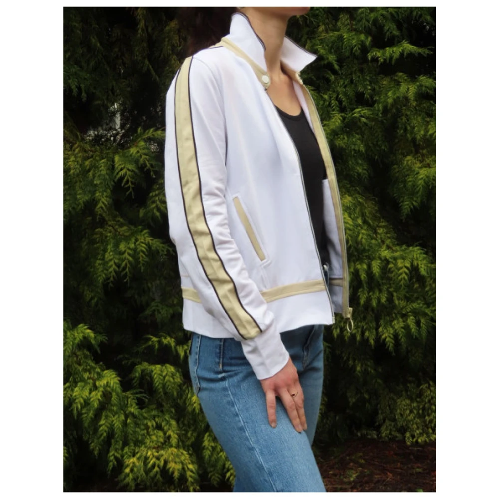 aeronautica militare Contrasterend Gestreept Vest met Rits White Dames
