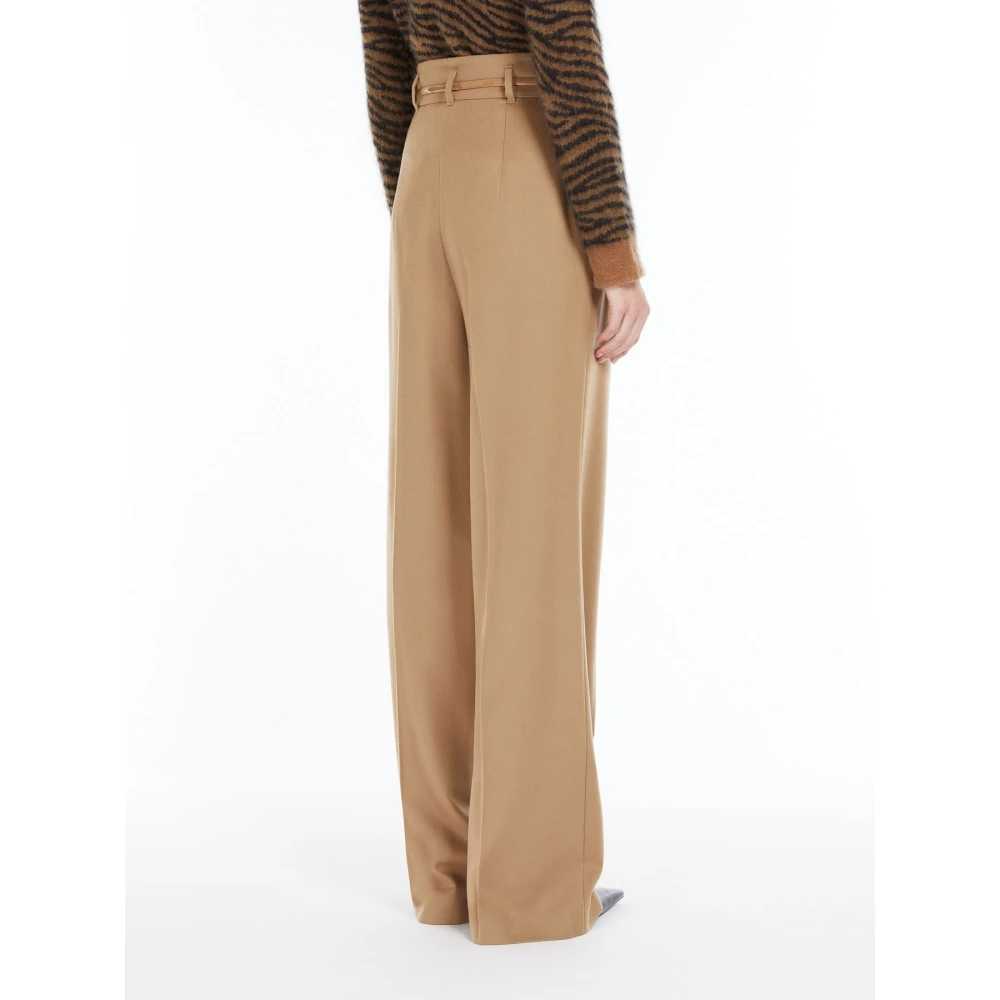 Max Mara Studio Wollen broek met riem Brown Dames