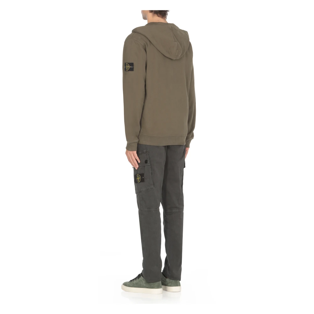 Stone Island Groene Katoenen Hoodie met Rits Green Heren
