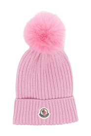 Ribbstickad Pom Pom Mössa