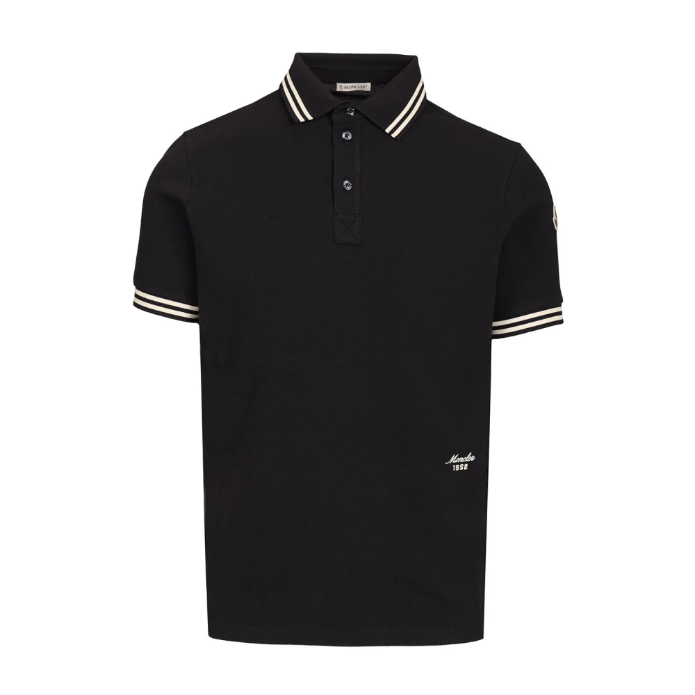 Moncler Cotton Piqué Polo Shirt - Male - Polo Shirts - Black - L - Tops