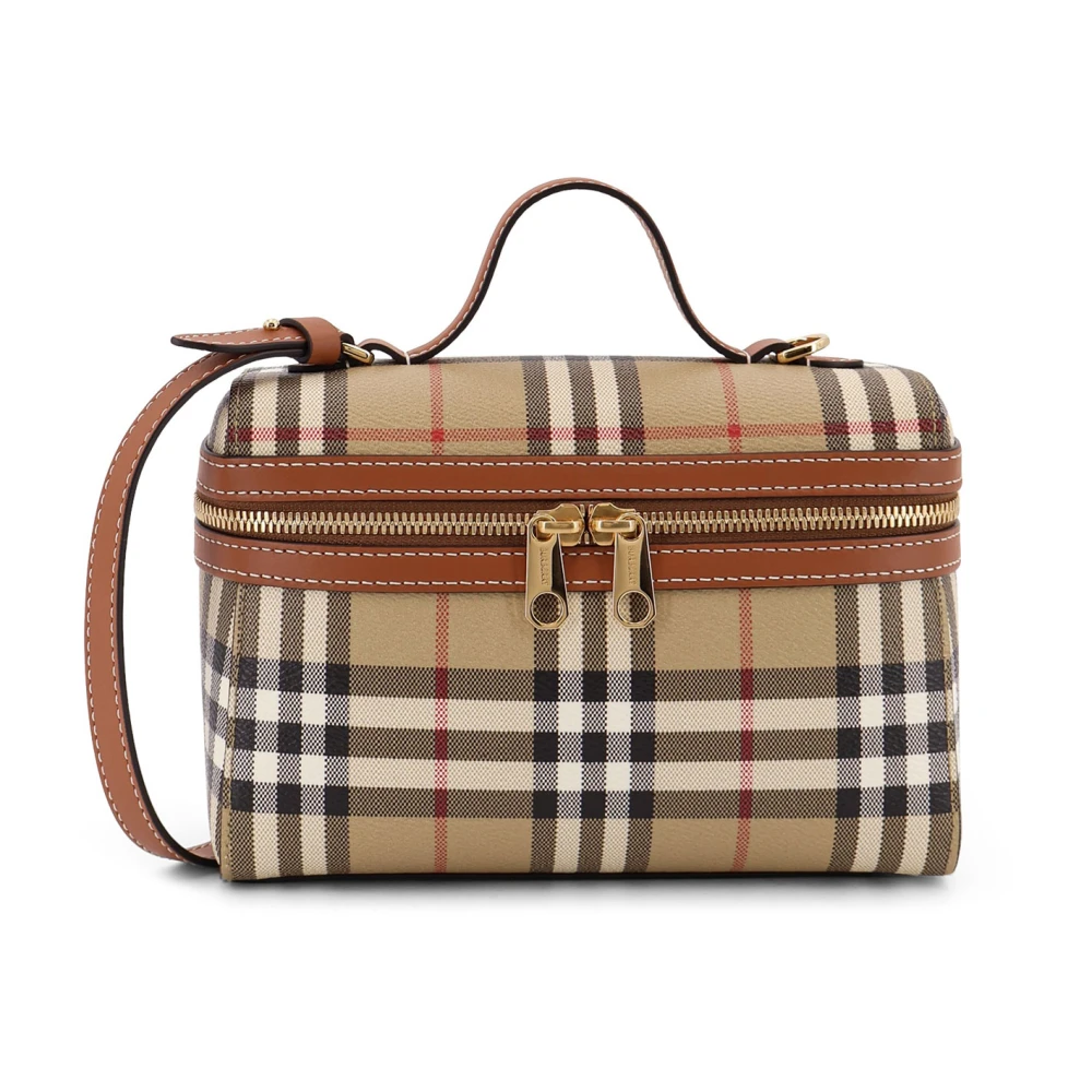 Burberry Vrouw Bruin Tassen Dames, One Size, Katoen, Check Vanity Bag