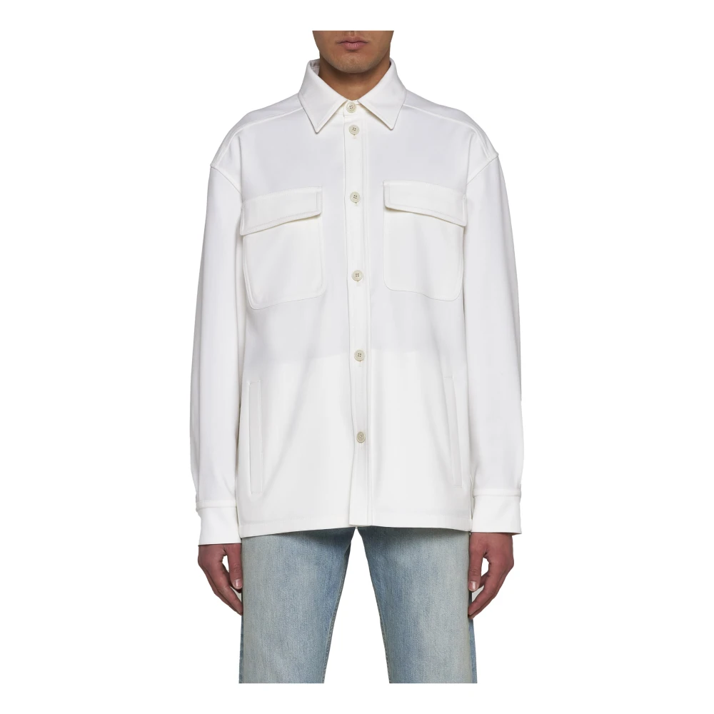 Valentino Elegant Ivory Coats Beige Heren