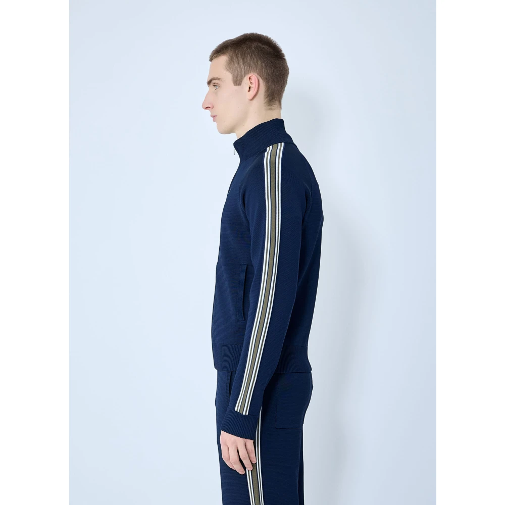 Wales Bonner Gestreepte Gebreide Track Top Blue Heren
