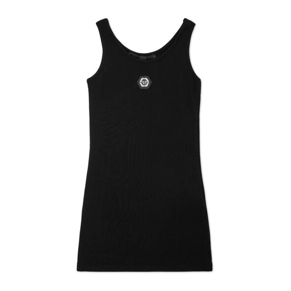 Philipp Plein Rib Tank Top Mini Jurk Black Dames