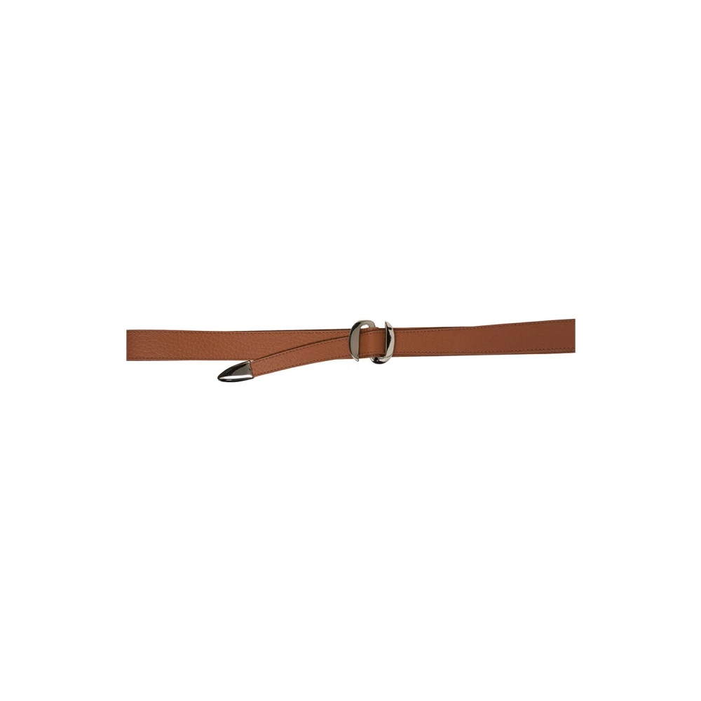 Orciani Bruine Leren Riem Elegante Metalen Gesp Brown Dames