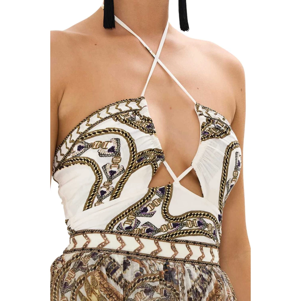 Camilla Luxe Halternek Top met Kristalversieringen Multicolor Dames