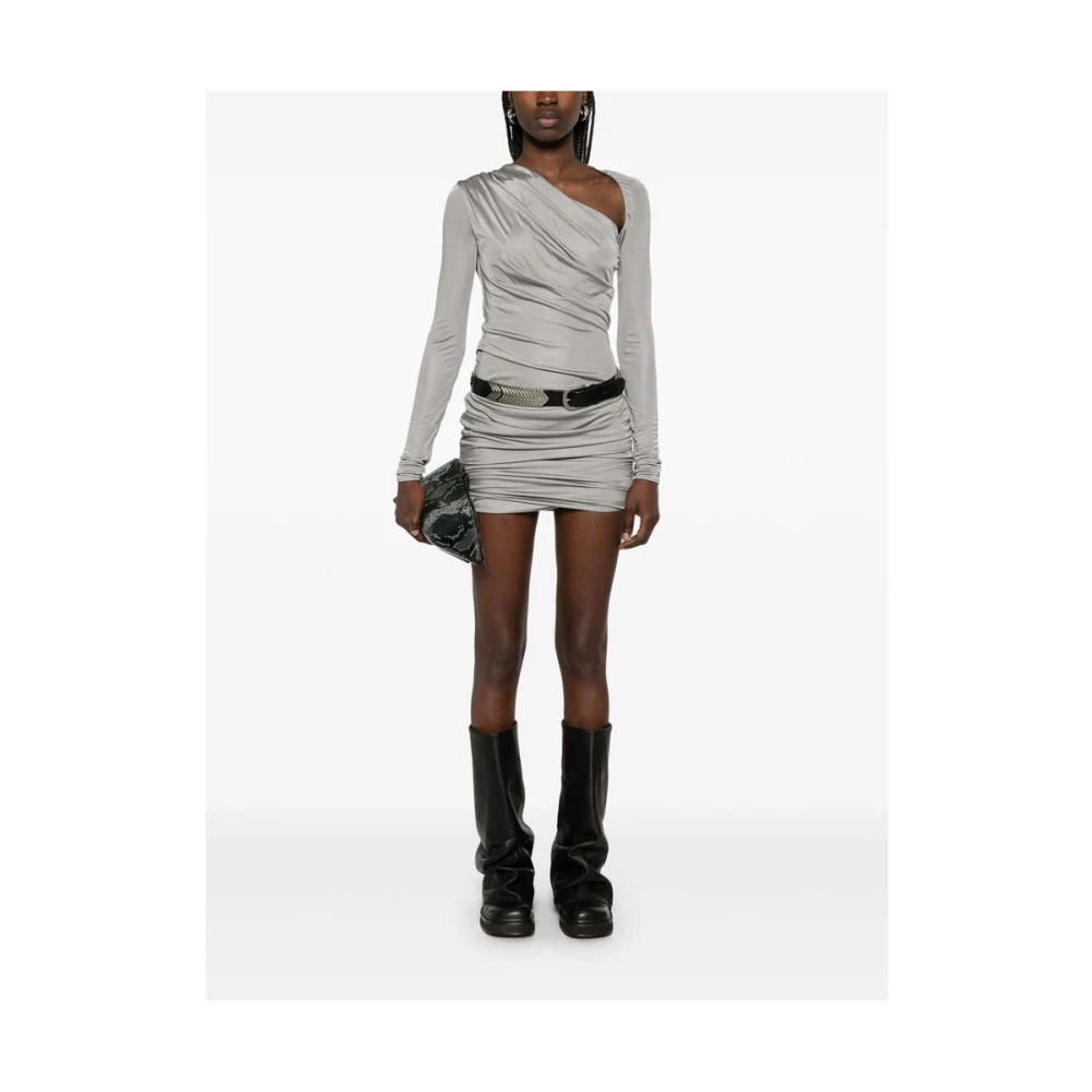 The Attico Taupe Grijs Asymmetrische Hals Jurk Gray Dames