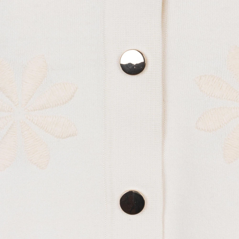 Esqualo vest Cardigan boxy embroidery Sp24.27011 168 light sand White Heren