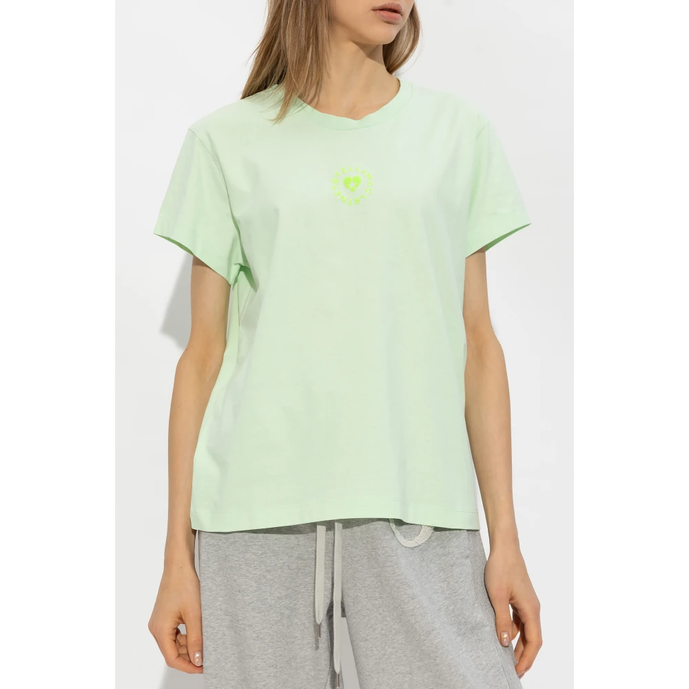 Stella Mccartney T-shirt met logo Green Dames
