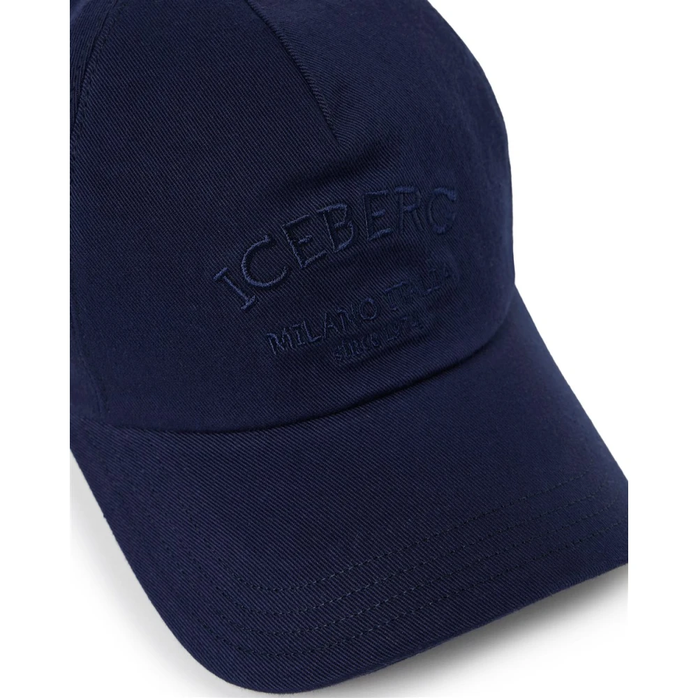 Iceberg Blauwe baseballpet met Milano Italia borduursel Blue Dames