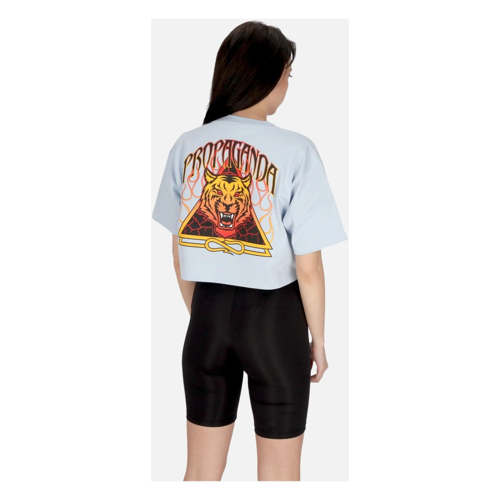 Propaganda Triangle Bengal Crop Top Tee Blue Dames