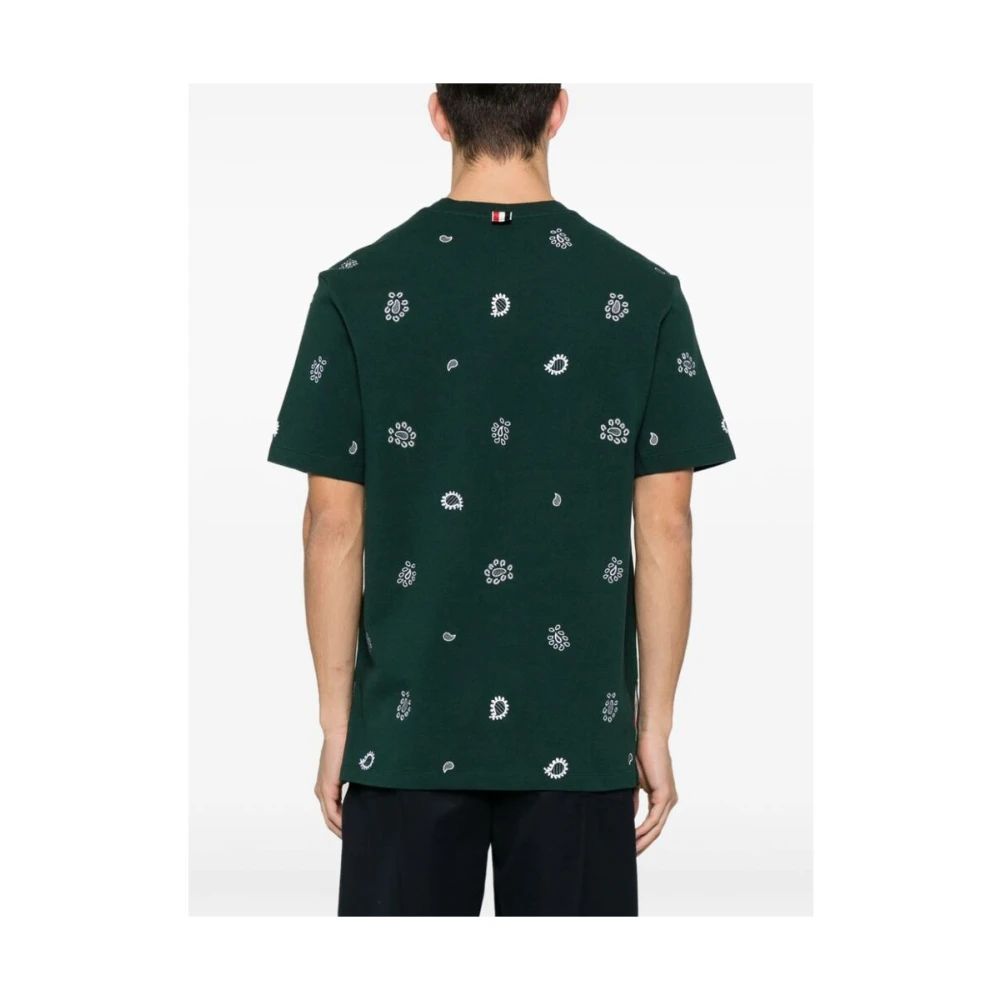 Thom Browne Groene T-shirt met Logo Borduursel Green Heren