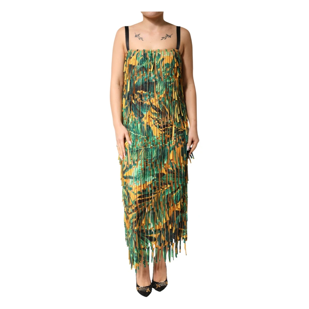 Dolce & Gabbana Women's Multicolor Tropical Print Fringe Maxi Dress - Maxi Dresses - S - Dresses