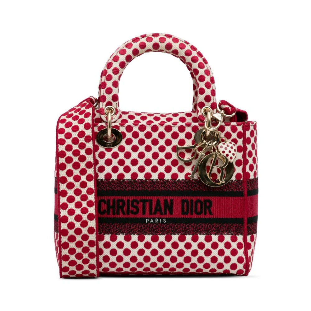 Dior Vintage Women's Red Pre-Owned Diorama Polka Dot Handbag