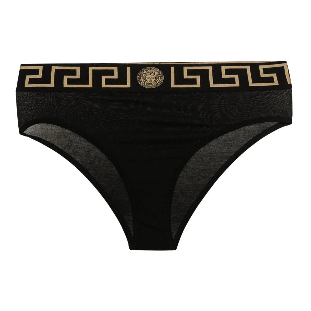 Versace Zwart Ondergoed Greca Border Hooggesneden Benen Black Dames