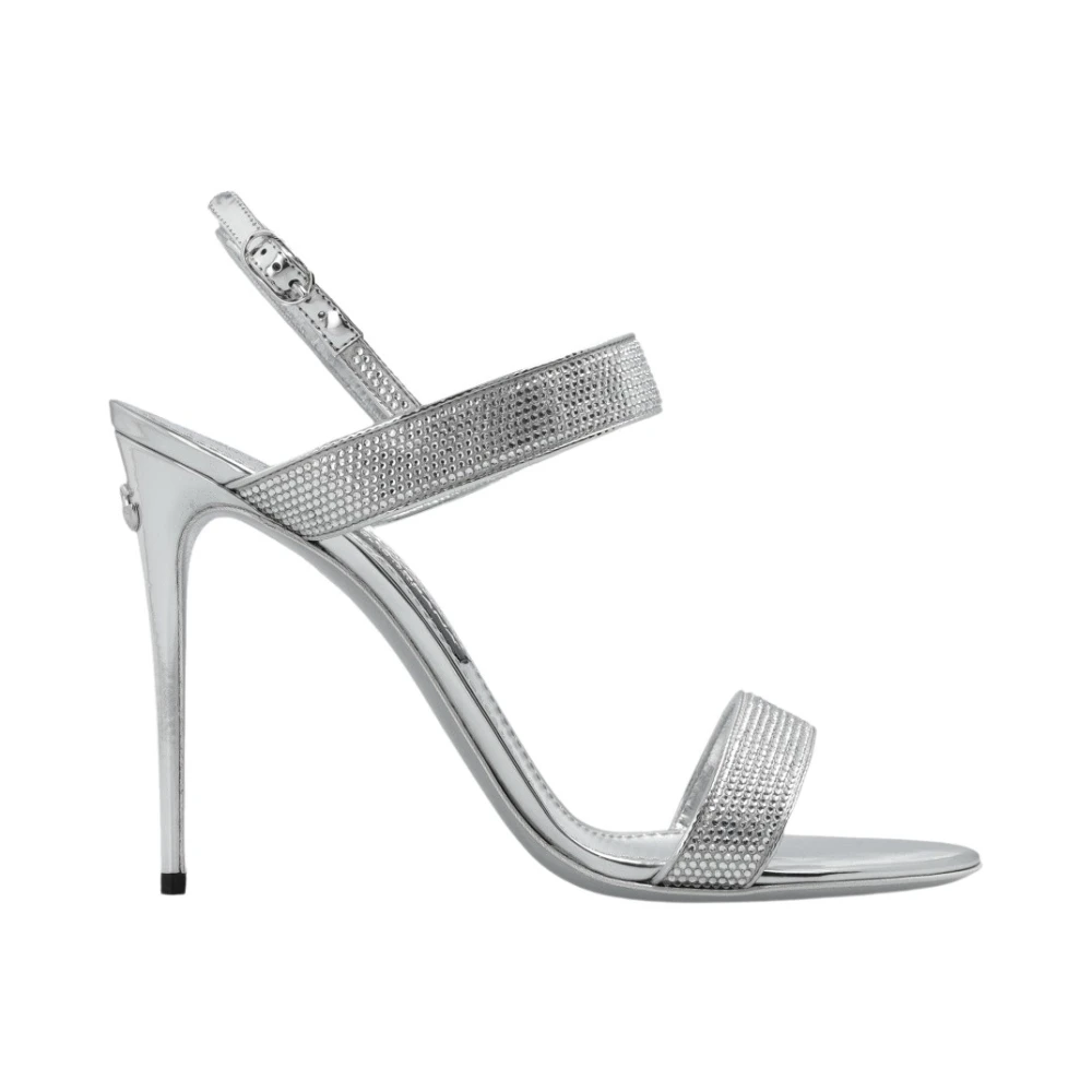 Dolce & Gabbana Women's Gray Kim 'Keira' Crystal Heeled Sandals