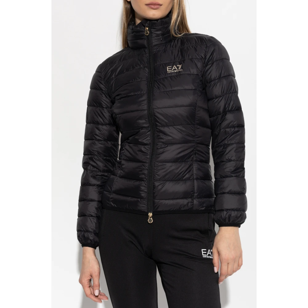 Emporio Armani EA7 Gewatteerde jas uit de collectie Black Dames